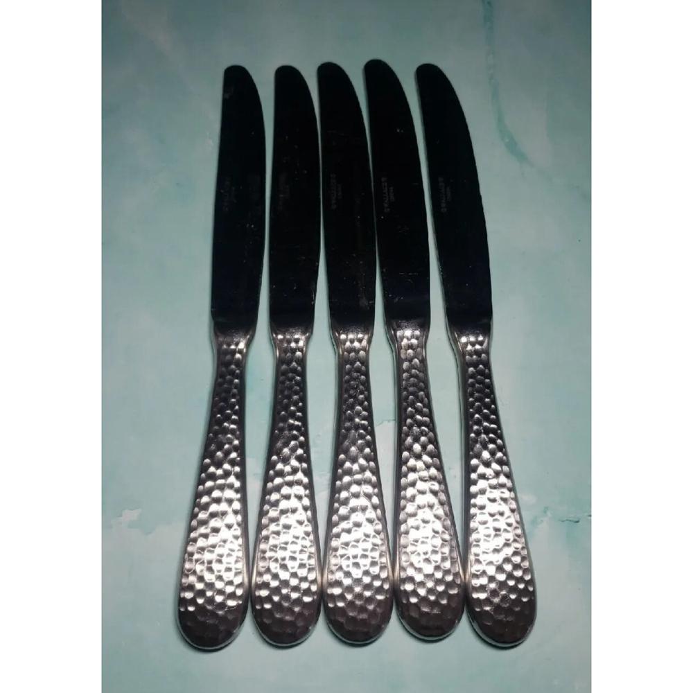 Wallace BROOKLYN Hammered Stainless Flatware Set of 5 Dinner Knives